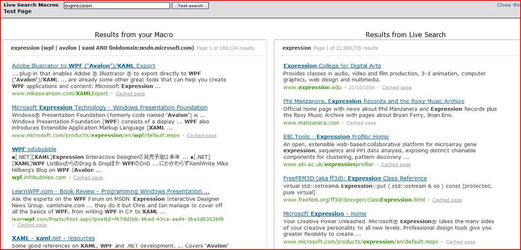 Windows Live Search Macro Example (2006)